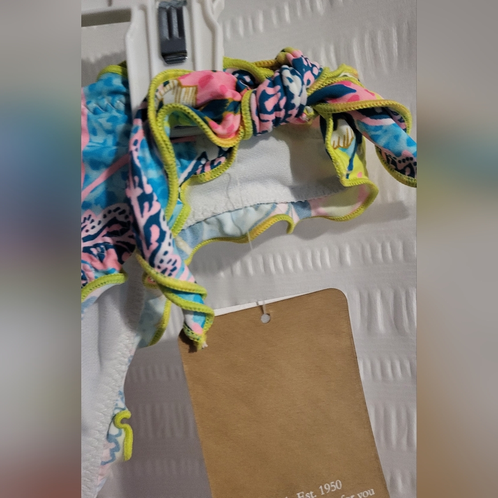NWT Hobie bikini  Padded top side tie bikini bottom Tropical  Size Large. Ruffle - Picture 7 of 14
